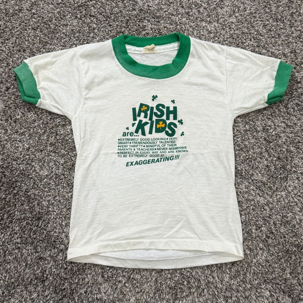Vintage Youth 80s Screen Stars "Irish Kids Are ..." Ringer T-Shirt Size 5-8